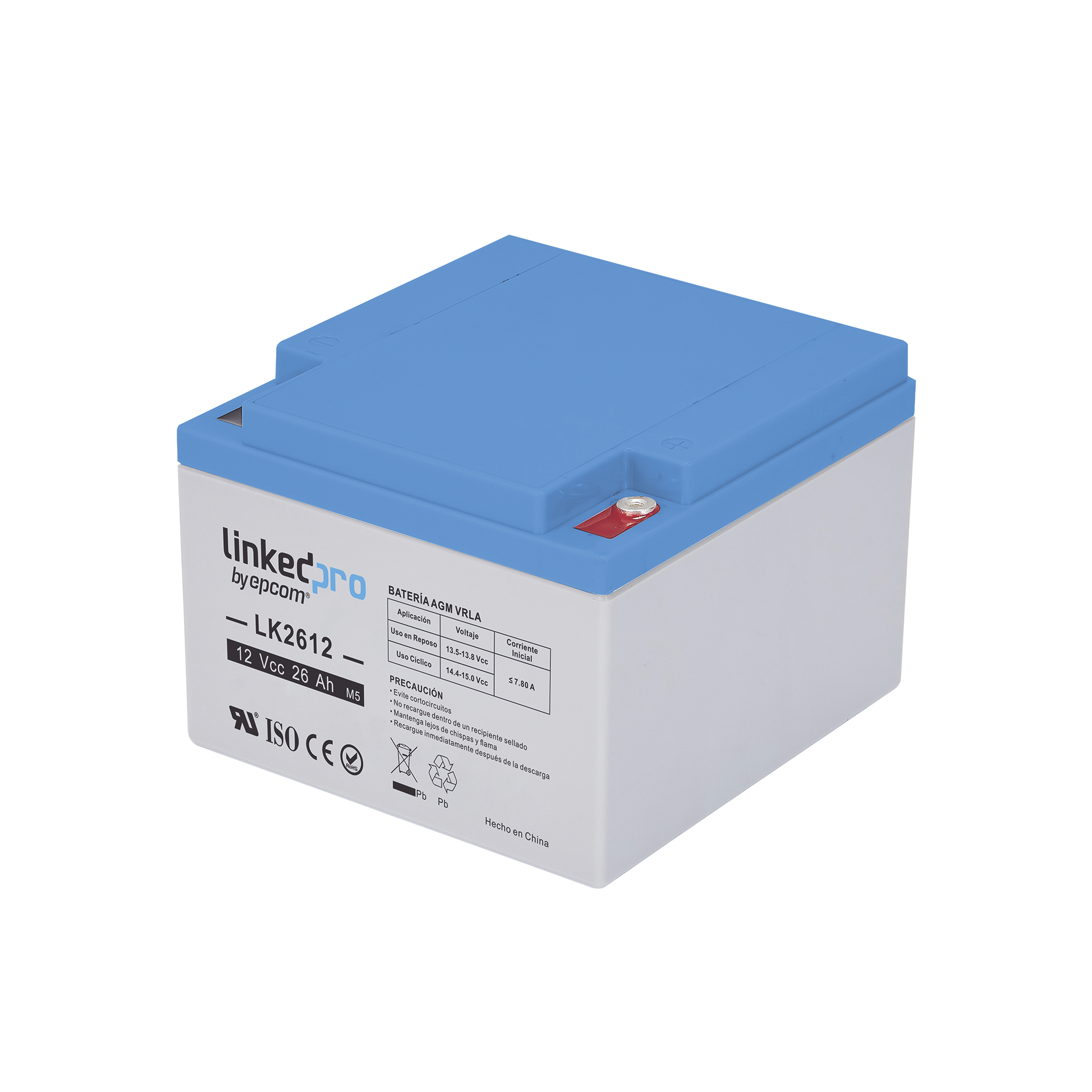 Batería 12 V / 26 Ah / UL / Tecnología AGM / Vida útil promedio de 5 años /Para uso en equipo electrónico, Alarmas de Intrusión / Incendio/ Control de acceso / Video Vigilancia / Terminales M5