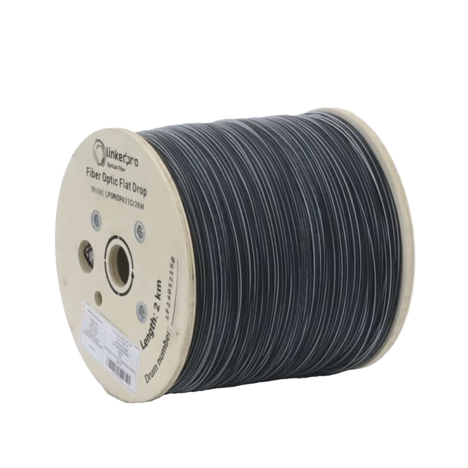 Carrete de 2 Kil�metros de Fibra �ptica Drop Plana, Interior/Exterior G.657A2 Monomodo de 1 Hilo (Unifibra), Diel�ctrica, Forro Negro, Compatible con Conectores FASC, FASCUP, FASCLC