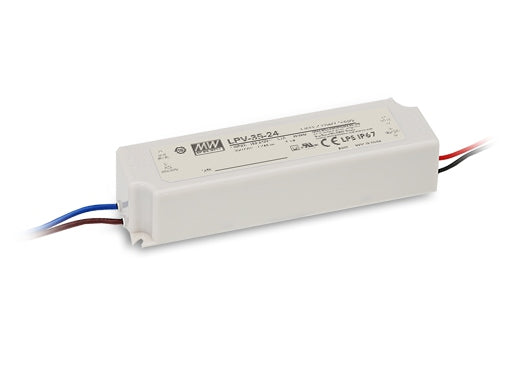 Fuente LED MEAN WELL LPV-35-24 24V 36W IP67 Sellada para Exteriores e Interiores