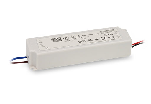 Fuente LED MEAN WELL LPV-60-24 24V 60W IP67 Sellada para Exteriores e Interiores
