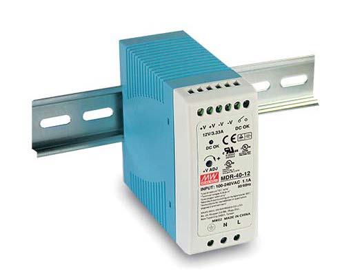 Fuente DIN Rail MEAN WELL MDR-40-24 24V 1.7A 40W Compacta para Automatización Industrial