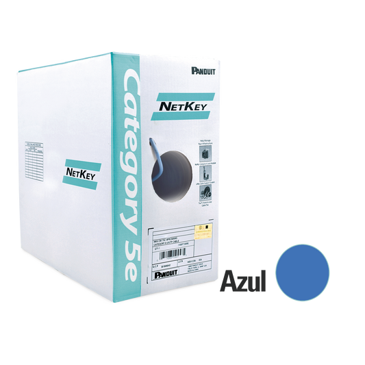 Bobina de Cable UTP 305 Metros (1000 Pies) de Cobre, NetKey, Azul, Categor�a 5e (24 AWG), PVC (CM), de 4 Pares
