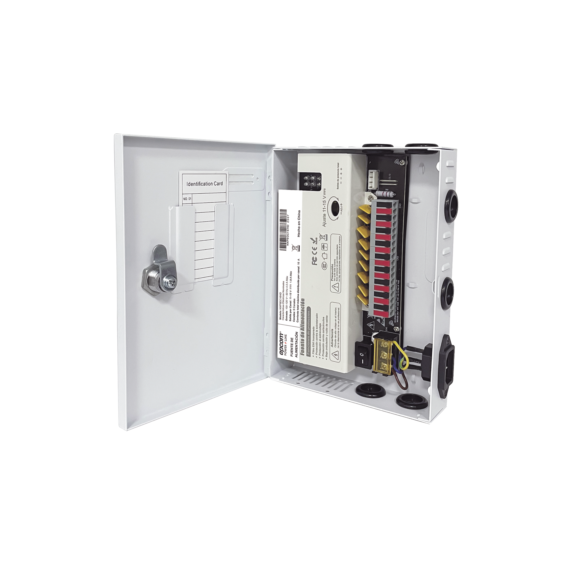 Fuente / 11-15 V / 9 canales / 16 A / Alta tecnología en seguridad / Doble ventilador / Hasta 1.8 Amperes por Salida / Filtro de ruido por canal / Diseño de alta gama.