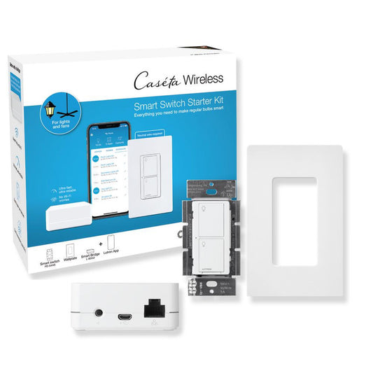 PAQUETE INICIAL CASETA CON SMART BRIDGE - 1 SWITCH 1 PLACA DE MURO Y 1 SMART BRIDGE
