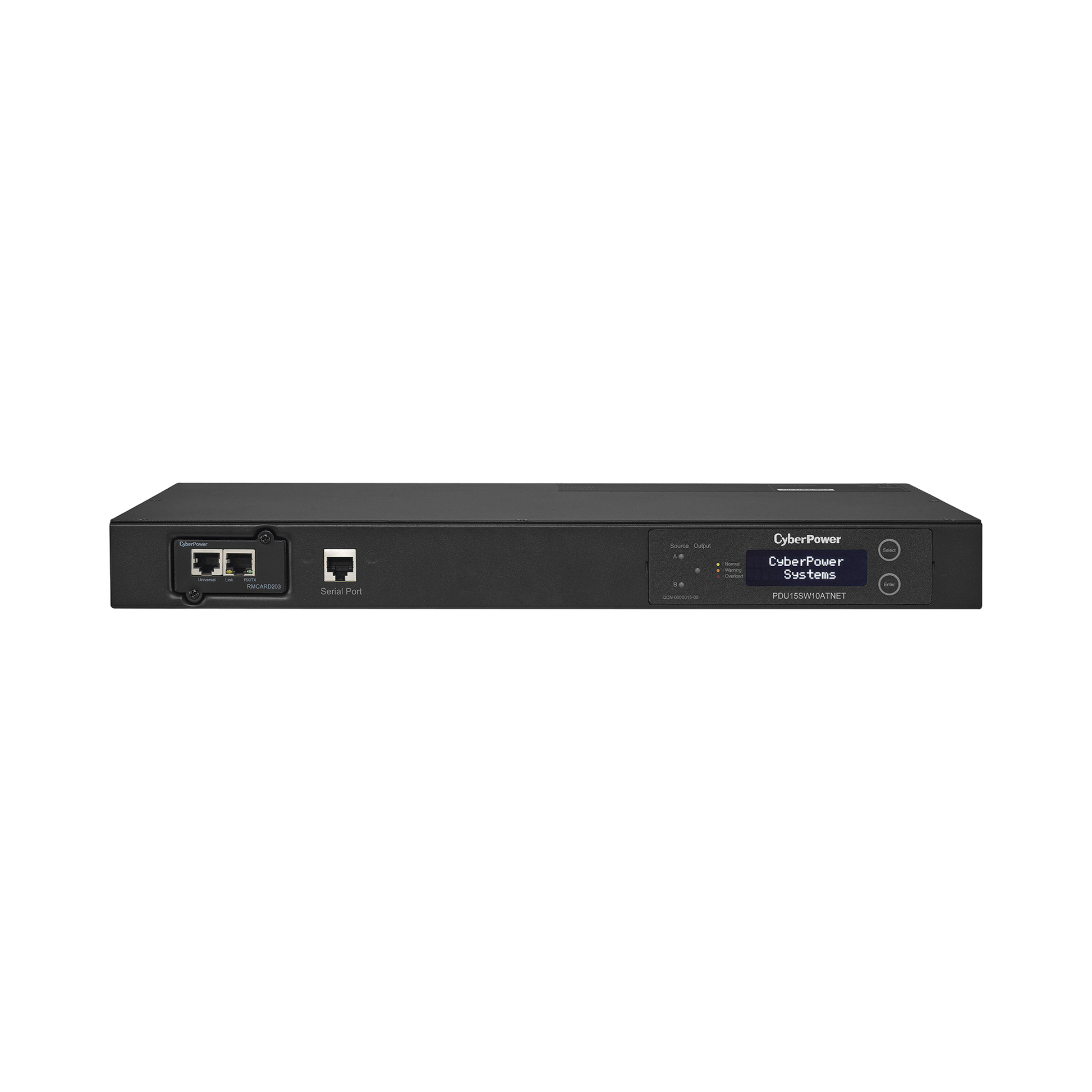 PDU ATS (Fuente Redundante Auto-transferible) Monitoreable, Para Distribución de Energía, 2 Entradas 120 Vca NEMA5-15P, Con 10 Salidas NEMA 5-15R, Horizontal 19in, 1UR