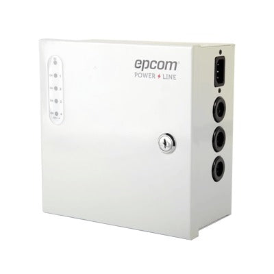 Fuente de poder profesional de 24 Vca @ 4 Amper, para 4 camaras, con voltaje de entrada de: 110 Vca