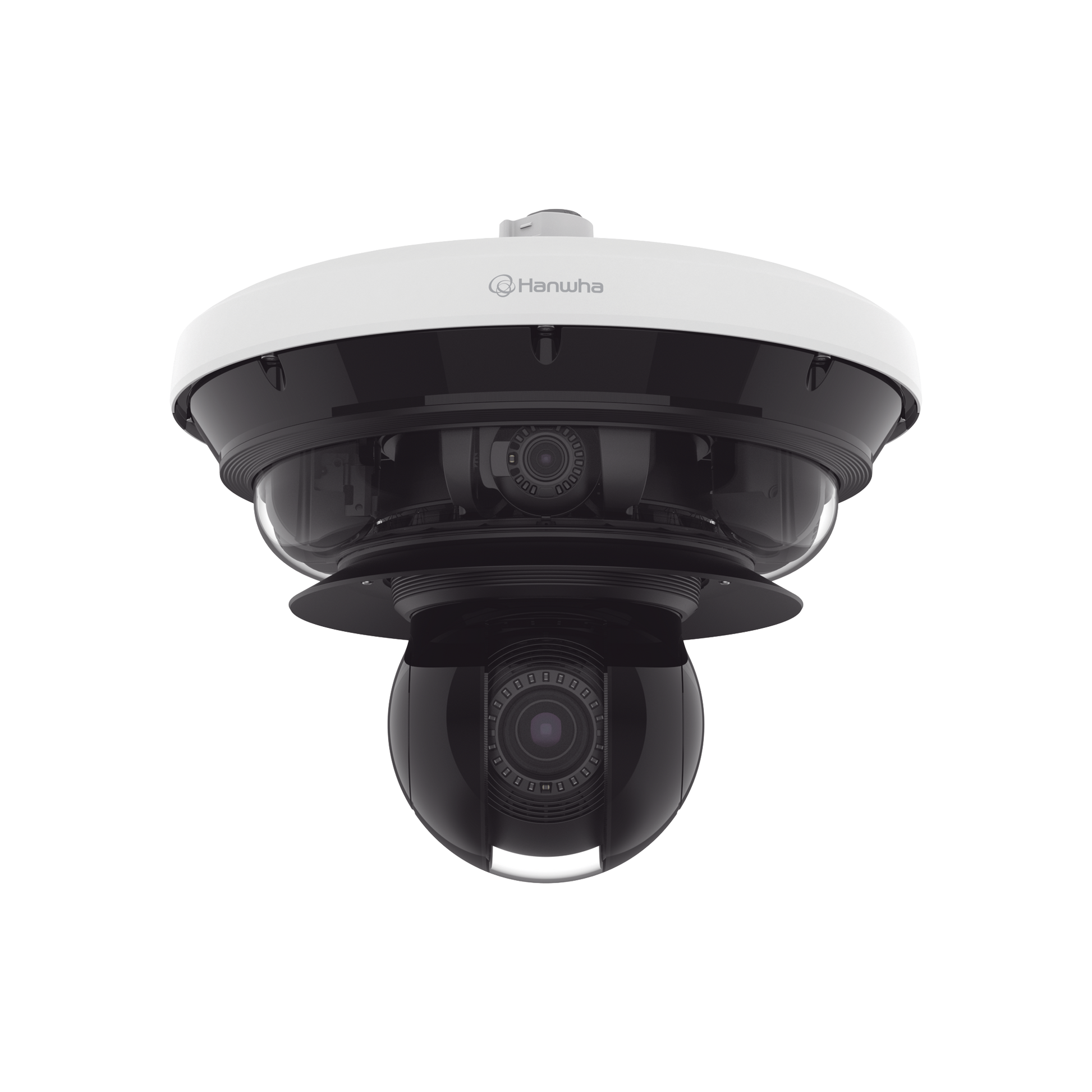Cámara IP Multisensor 34MP (4 sensores 4K) con lentes motorizados / PTZ 2 MP 40X / Hasta 2 tarjetas MicroSD de 512GB / WDR de hasta 150dB / IP66 / IK10 / autoseguimiento / Inteligencia artificial para eventos