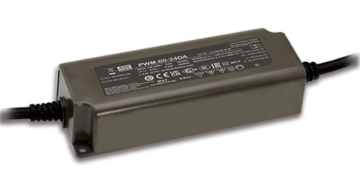 Driver LED MEAN WELL PWM-60-24D A2 24V 60W Salida PWM IP67 Regulable 3 en 1