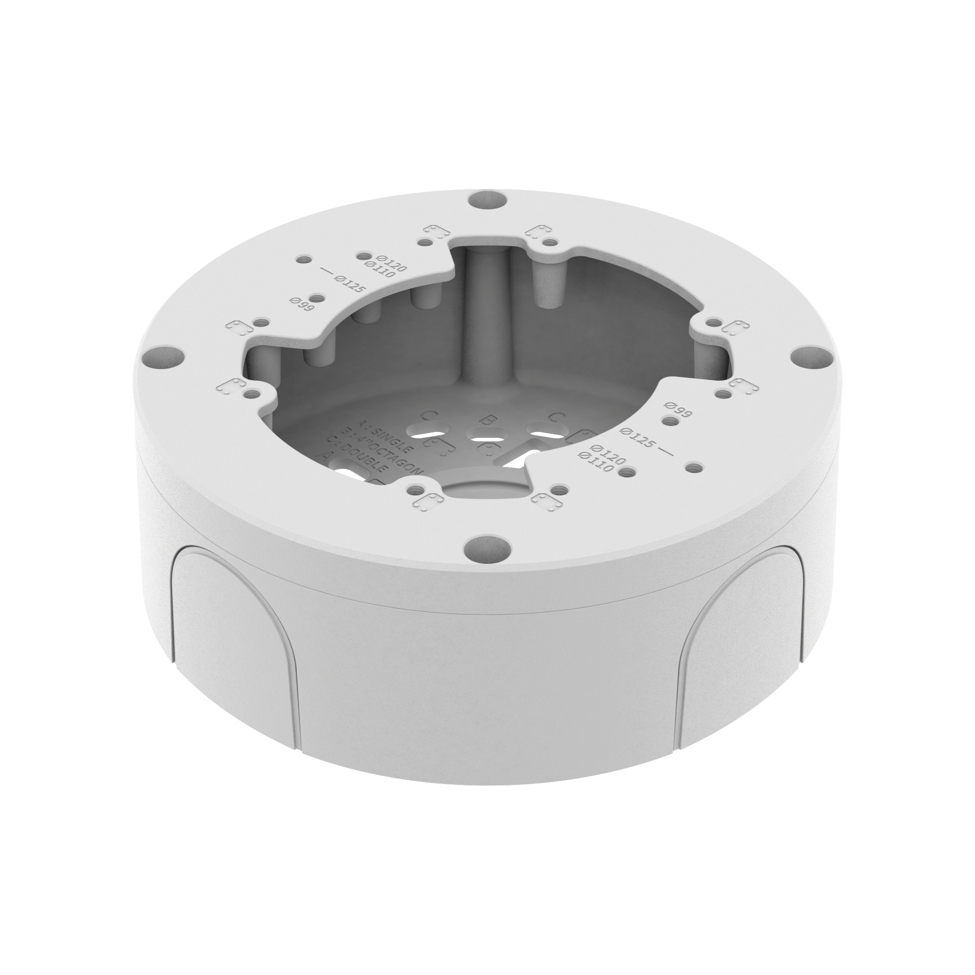 Caja de conexion para tipo Domo y Flat-eye Hanwha  QNE-8011R, QNE-8021R, QND-6011, QNV-C8083R, QNV-C9083R