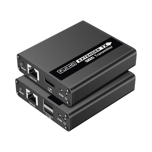 Kit extensor KVM (HDMI y USB) | 40m a 4k@30Hz  | 70m a 1080P@60Hz | Cat 6, 6a y 7 | CERO LATENCIA | HDR | Salida Loop | Salida de audio de 3.5mm |