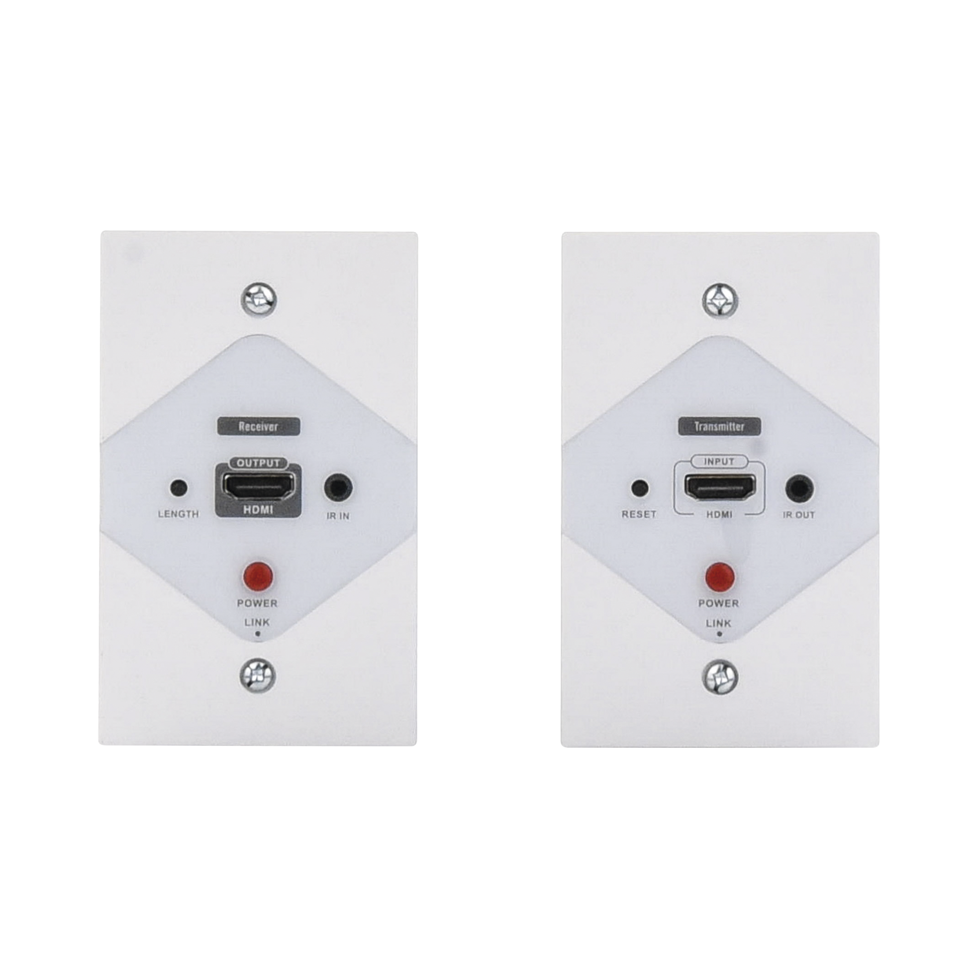 Kit Extensor HDMI en PLACAS DE PARED para distancias de 40 metros / Resolución 1080P @ 60 Hz / Cat 6/6A/ 7 / HDR/ Cero Latencia / Soporta Control Remoto / Placa de pared de 2.74 x 4.49” (tamaño estándar de EE.UU.).