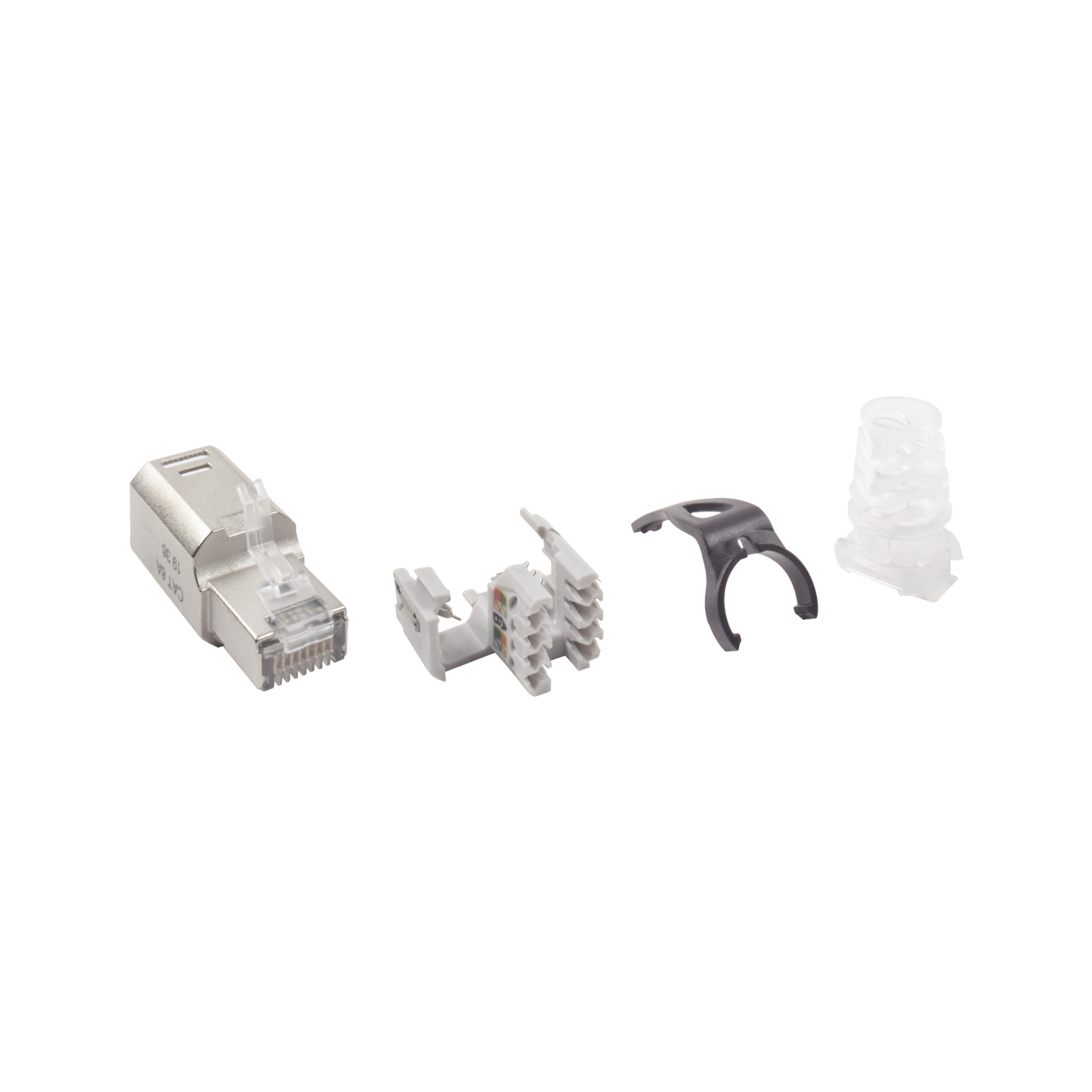 Plug RJ45 Cat6A Blindado, Terminaci�n en Campo, Compatible con Todas las Categor�as, con Clip Protector de Seguro