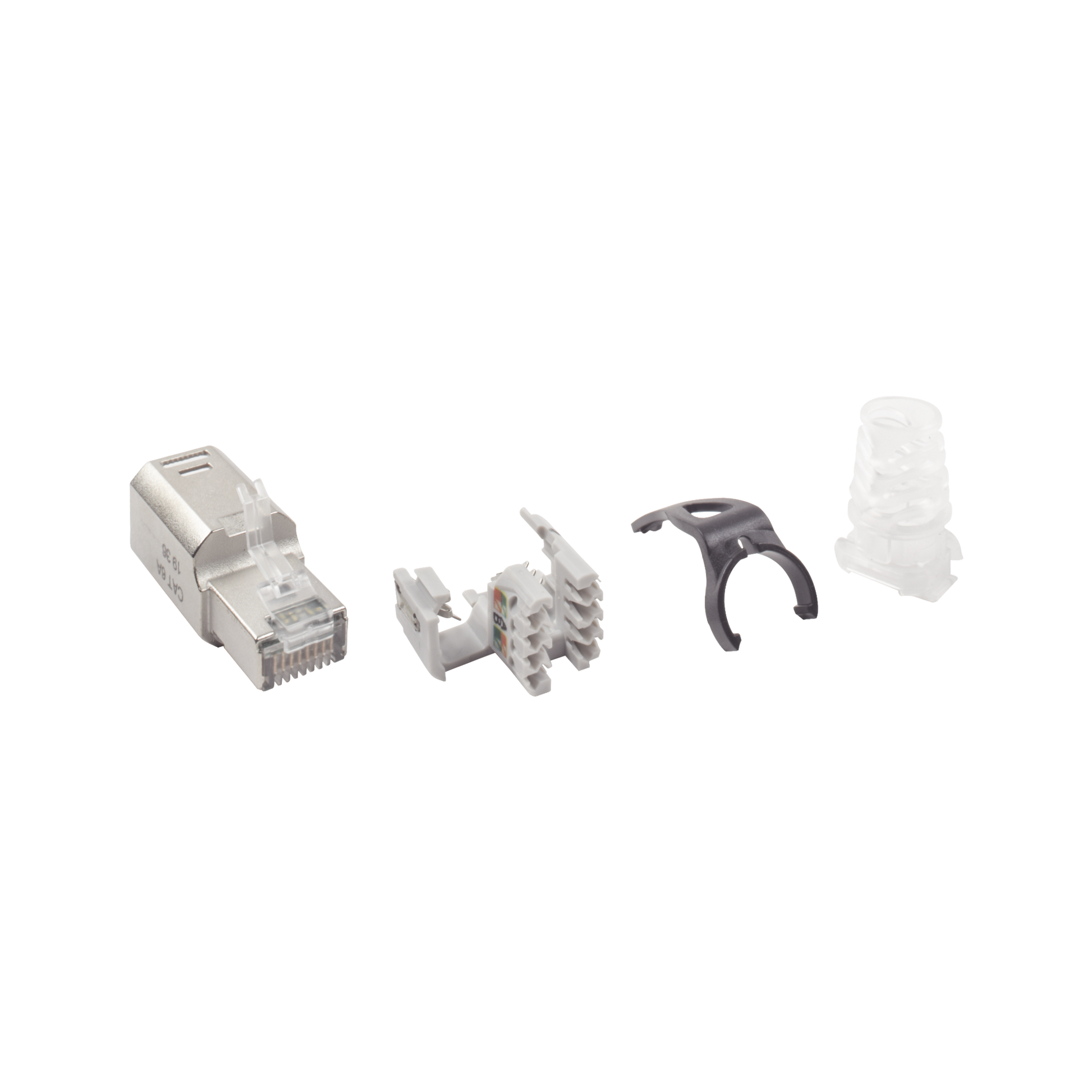 Plug RJ45 Cat6A Blindado, Terminaci�n en Campo, Compatible con Todas las Categor�as, con Clip Protector de Seguro