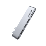 Hub USB-C 6 en 1 / 2xUSB-A 3.0 (5Gbps) / HDMI 4K@30Hz / Puerto PD 100W / Lector SD+MicroSD / Aluminio / Compatible Thunderbolt 3 / Compacto 110x29x8.5mm
