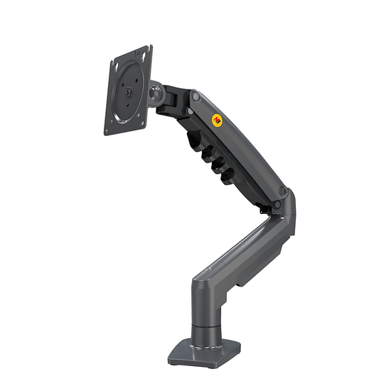 Brazo Ajustable para Monitor Ergonómico / Compatible con Monitores de 17" - 30" / Capacidad de Peso hasta 9 kg / Rotación 360° / Inclinación +85° a  -30° / Giro 180° / Ajuste de Resorte de Gas / Color Gris
