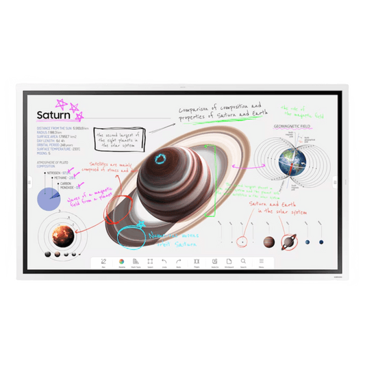 Pizarra Interactiva Digital / 55" 4K UHD (3840x2160) / Touch IR 20 Puntos / Whiteboard 4 Usuarios Simultáneos / Tizen 9.0 / WiFi / VESA 400x400