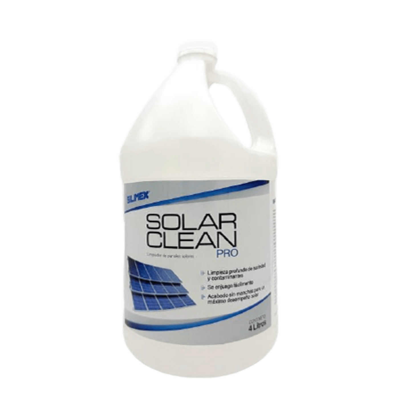 Limpiador Premium para Paneles Solares / Sin Enjuague / Secado Sin Manchas / Elimina Contaminantes que el Agua No Puede Remover / Fórmula Concentrada 25:1 / Seguro para Paneles / Presentación de 4 Litros