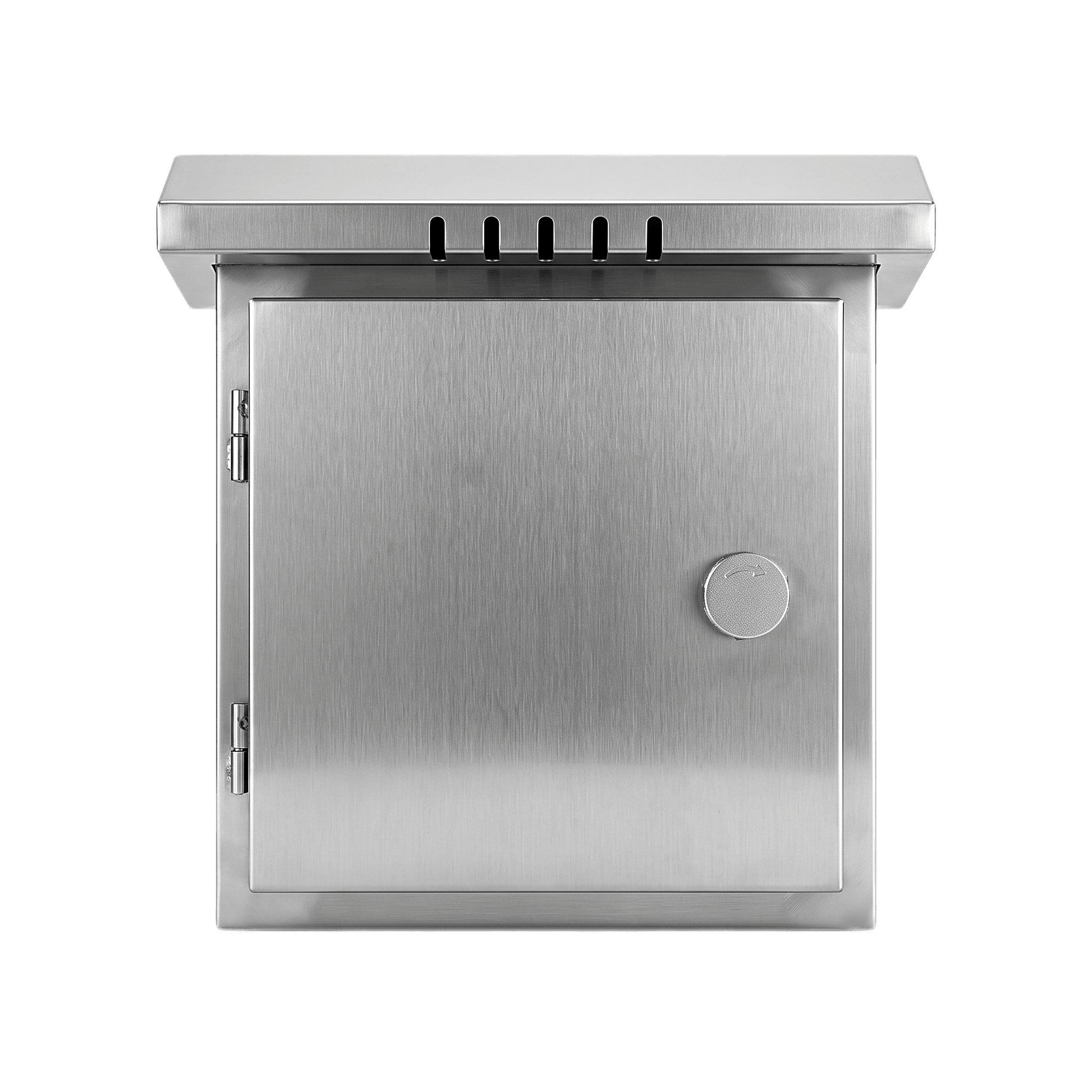 Gabinete para Exteriores de Acero Inoxidable SUS201 / Cilindrico con Techo Inclinado / Ø305 x 195 x 315 mm (12.0 x 7.7 x 12.4 in) / Cerradura con Llave de Seguridad / Compatible con Postes XGAPOLE