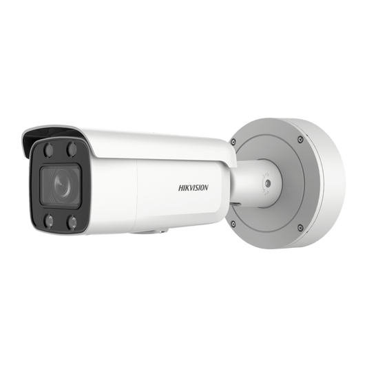 Bullet IP 4 Megapixel / Imagen a Color 24/7 / Lente 3.6 - 9 mm / Luz Blanca 60 mts / WDR 130 dB / Exterior IP67 / Captura Facial / Videoanaliticos (Filtro de Falsas Alarmas) / MicroSD / ACUSEARCH
