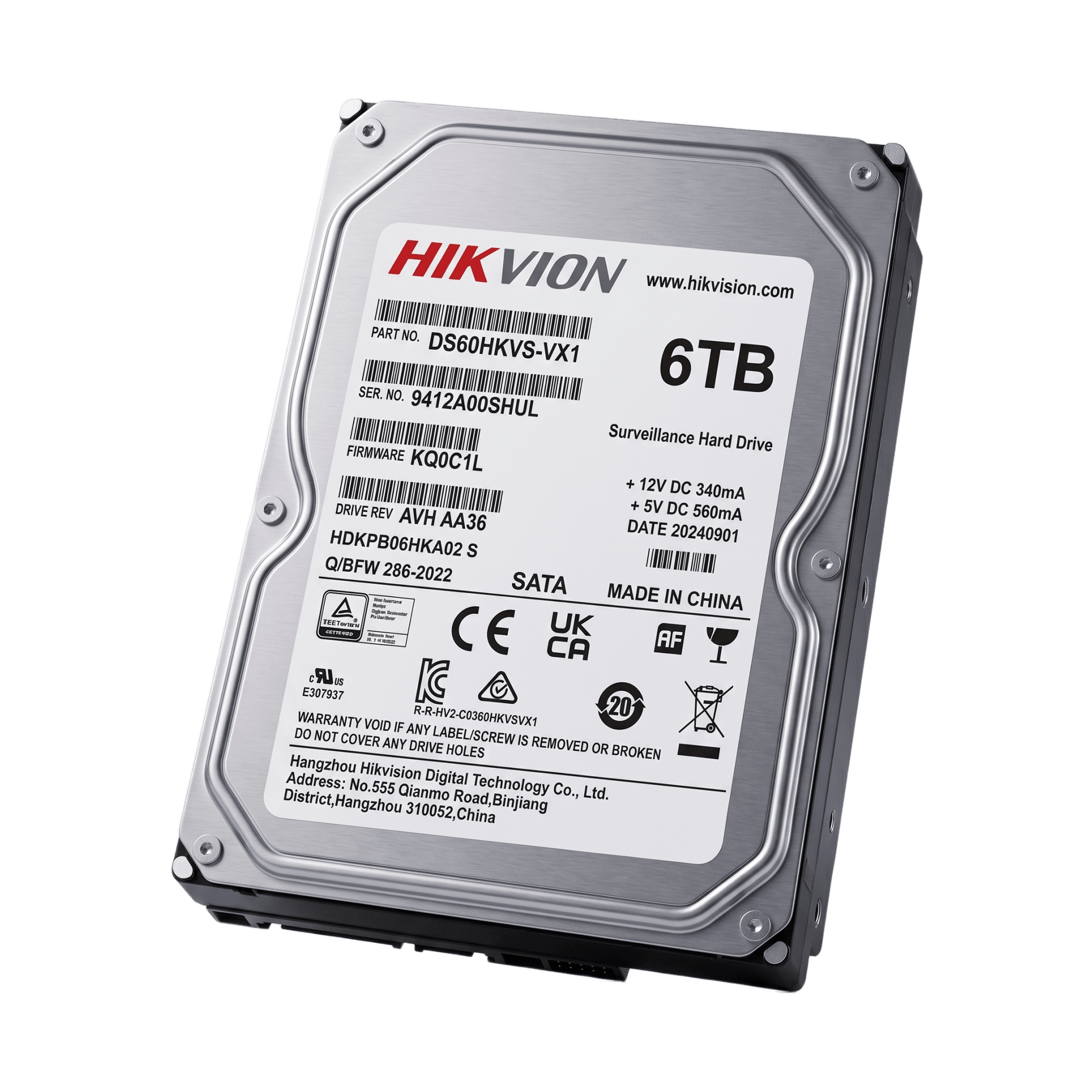 Disco Duro para Videovigilancia / 6 TB / SATA 6.0 Gb/s / 5400 RPM / 256 MB Buffer / Soporta 64 Cámaras HD / Operación 24/7 / 180 TB/Año / MTTF 1M Horas