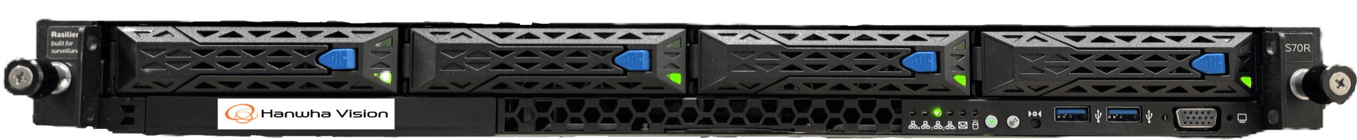 NVR Wisenet WAVE basada en Ubuntu Linux / Montable en Rack 1U / Incluye 1 licencia WAVE-PRO-04 / 470 Mbps throughput / Incluye 80 TB para almacenamiento