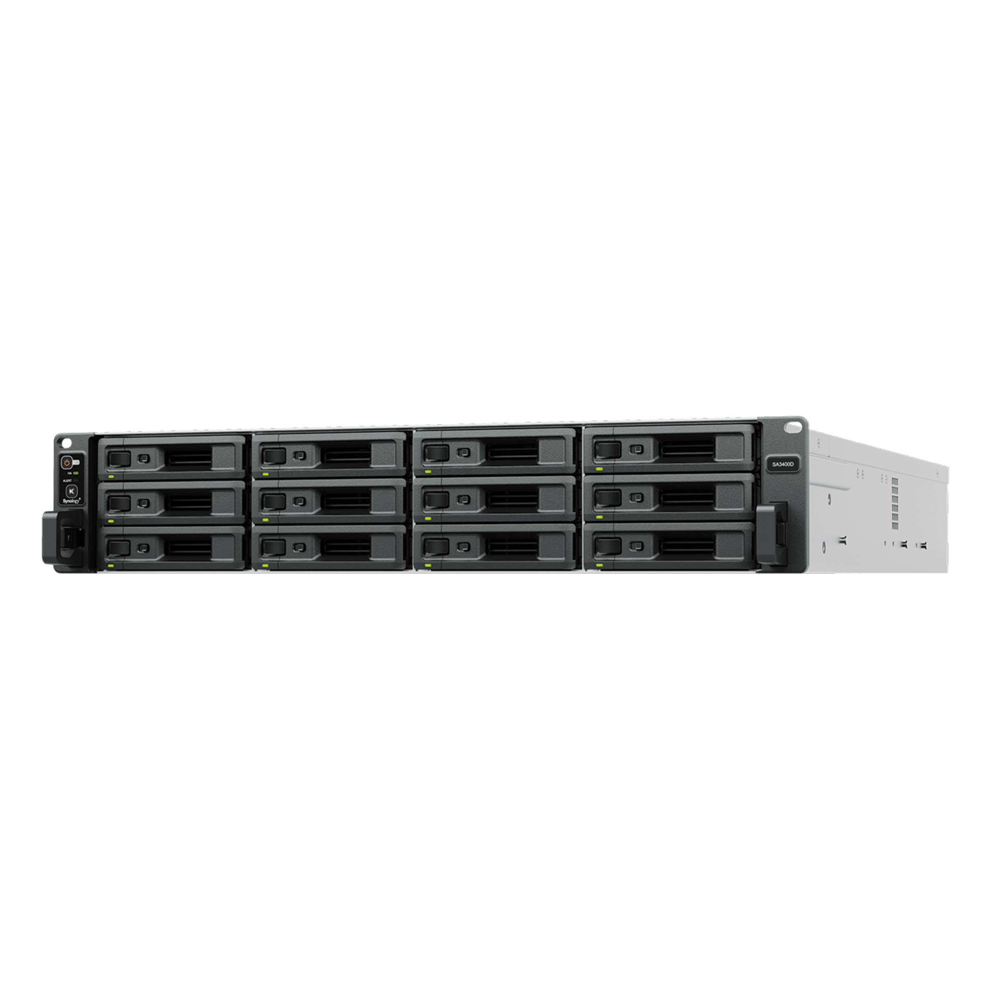 Servidor de Almacenamiento Synology SA3400D | Alta Escalabilidad | 12 Bahías SAS | Doble Controlador | Hasta 192 TB (576 TB Expandido) | 3,500/2,900 MB/s Lectura/Escritura | RAID F1, 0, 1, 5, 6, 10.