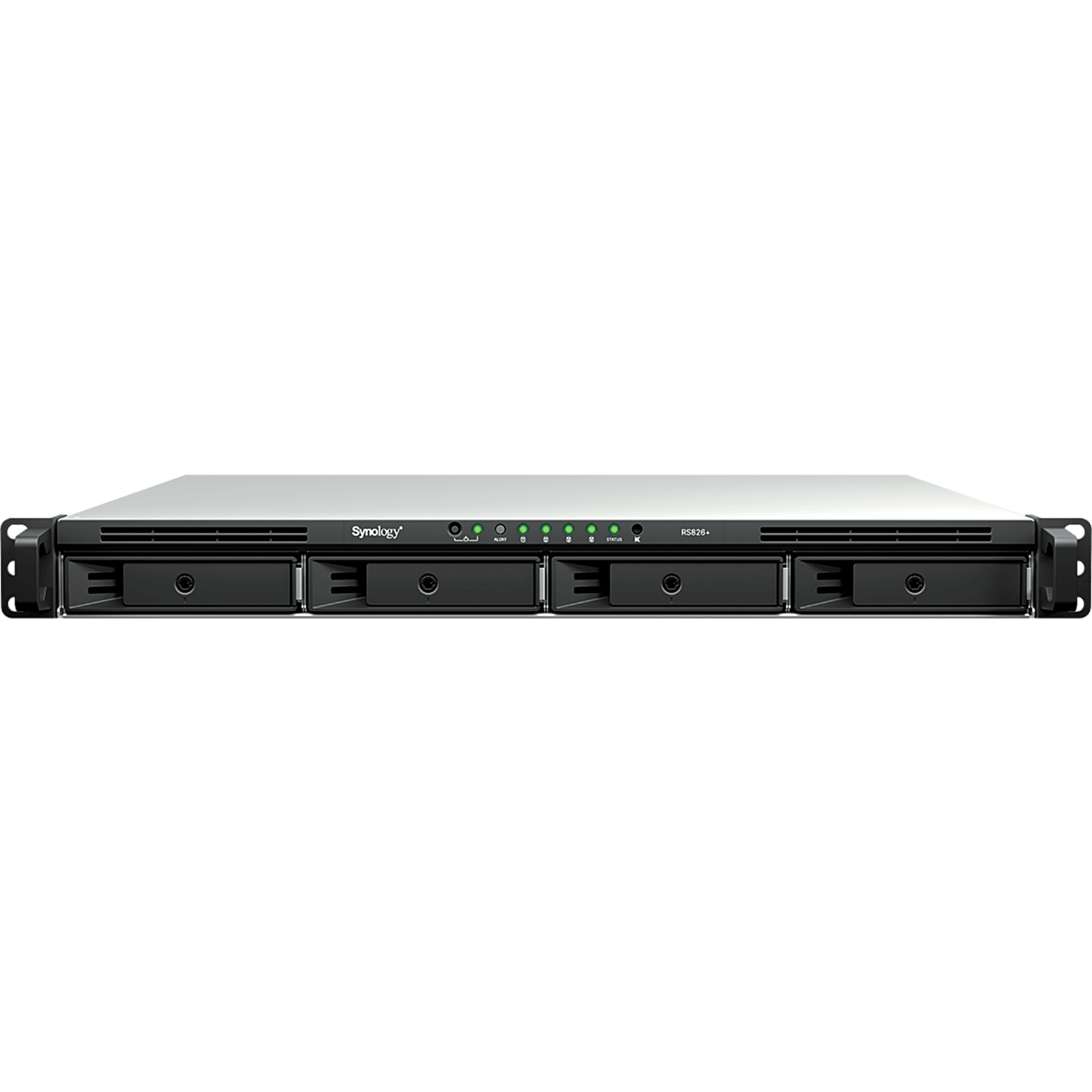 NAS Rackmount 4 Bahías / 1U 44 mm (1.73 in) / AMD Ryzen V1500B 4 Núcleos 2.2 GHz / 4GB DDR4 ECC SODIMM / 4x 1GbE RJ45 / PCIe 3.0 x8 / Escalable a 8 Bahías con RX426 / DSM / Storage Tiering
