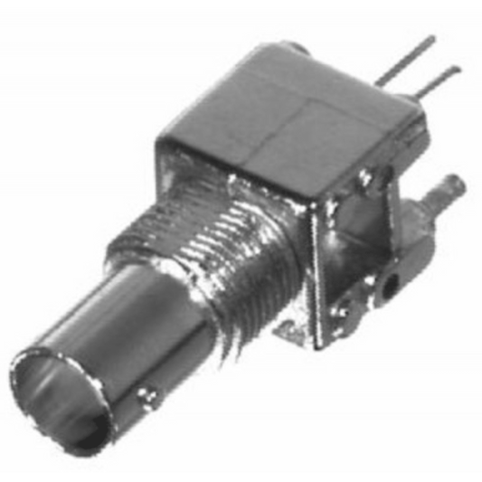 Conector BNC Hembra a 75 Ohm, Montaje Vertical en PCB.