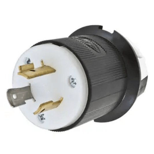 Clavija Industrial con Bloqueo de Media Vuelta / 20 A 277 V CA / 2 Polos 3 Hilos / Color Blanco y Negro / Nema L7-20P