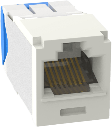 Conector Jack RJ45 Estilo TG, Mini-Com, Categor�a 6A, Con Gel Resistente a la Corrosi�n, de 8 Posiciones y 8 Cables, Color Blanco Mate